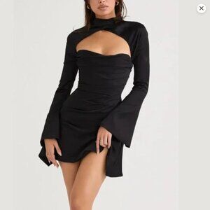 NWT House of CB Toira Black Draped Corset Dress